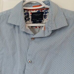 Cactus Man Ricky Singh Blue Button Up Shirt Flip Cuff Long Sleeve Men's Size Sm